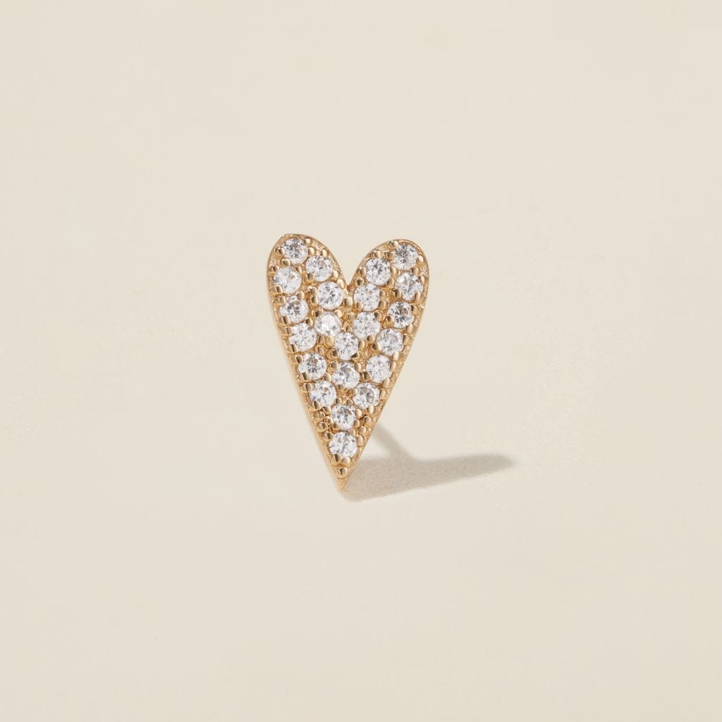Crème crystal heart piercing