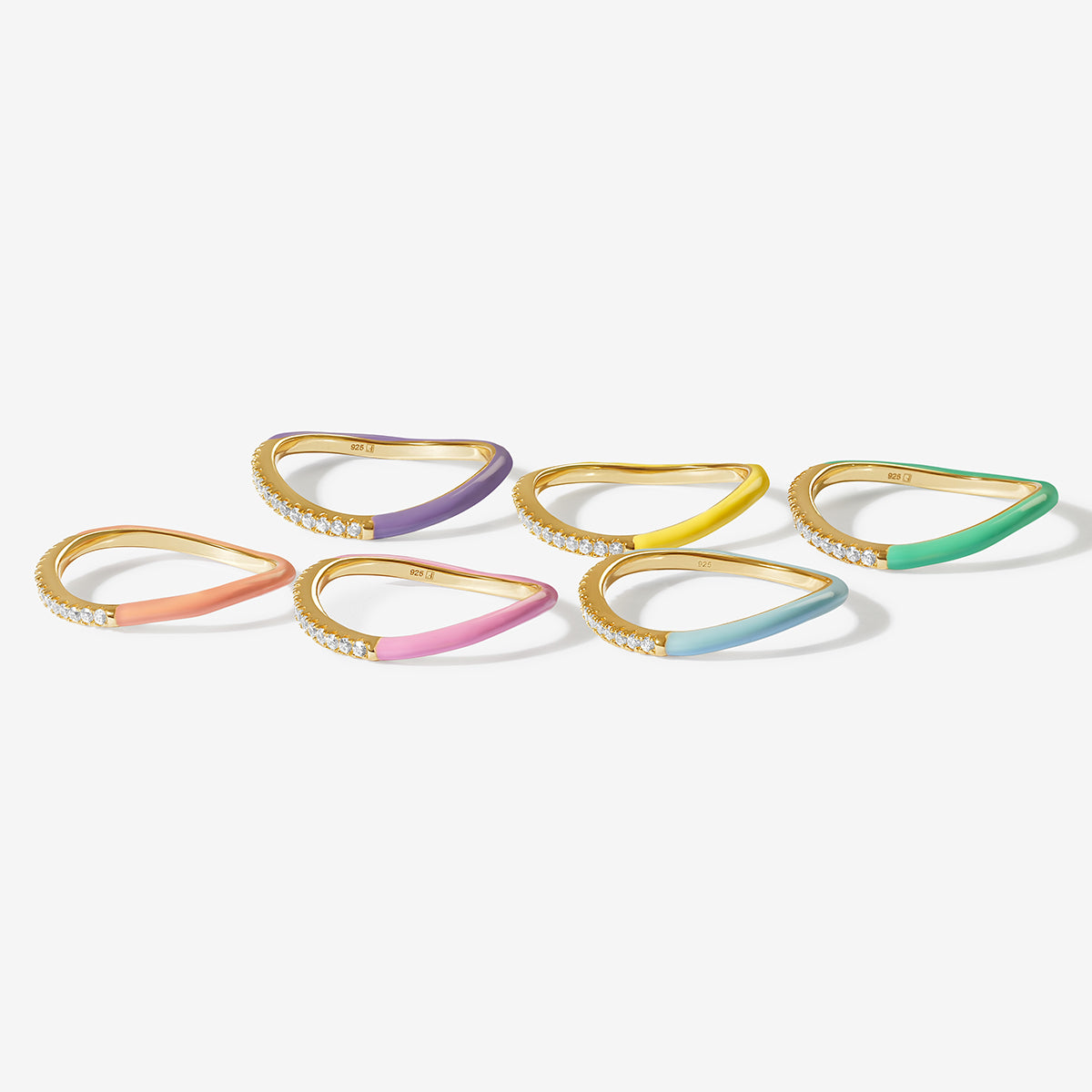 Egor enamel 6-piece ring set