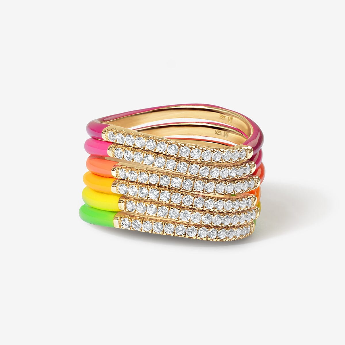 Egor neon enamel 6-piece ring set
