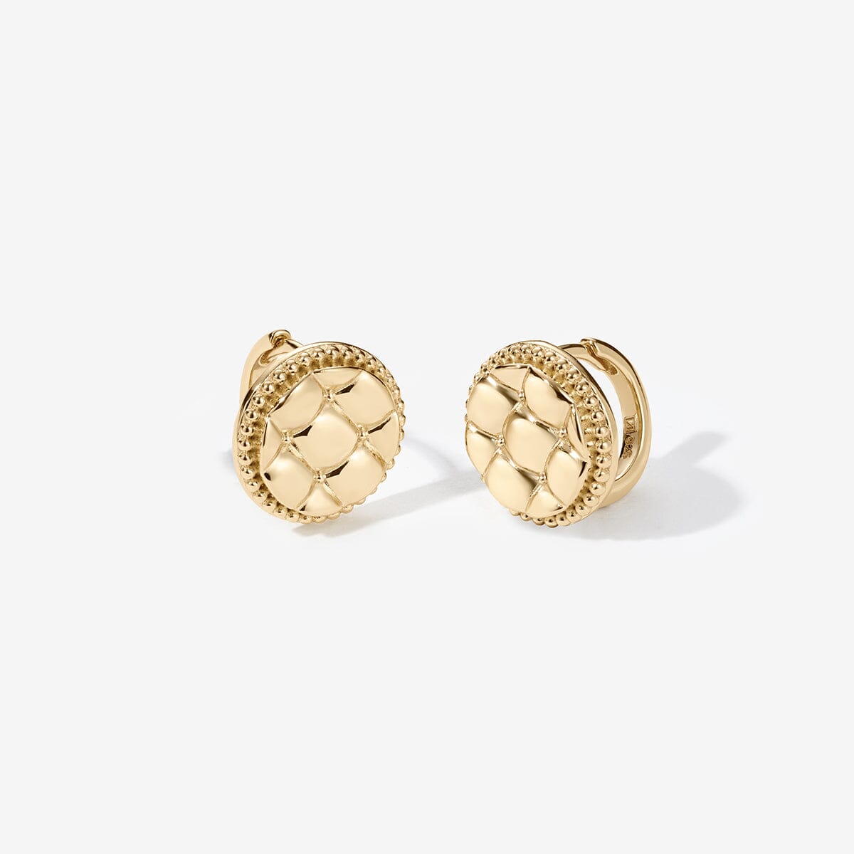Johnnie round quilted huggie earrings