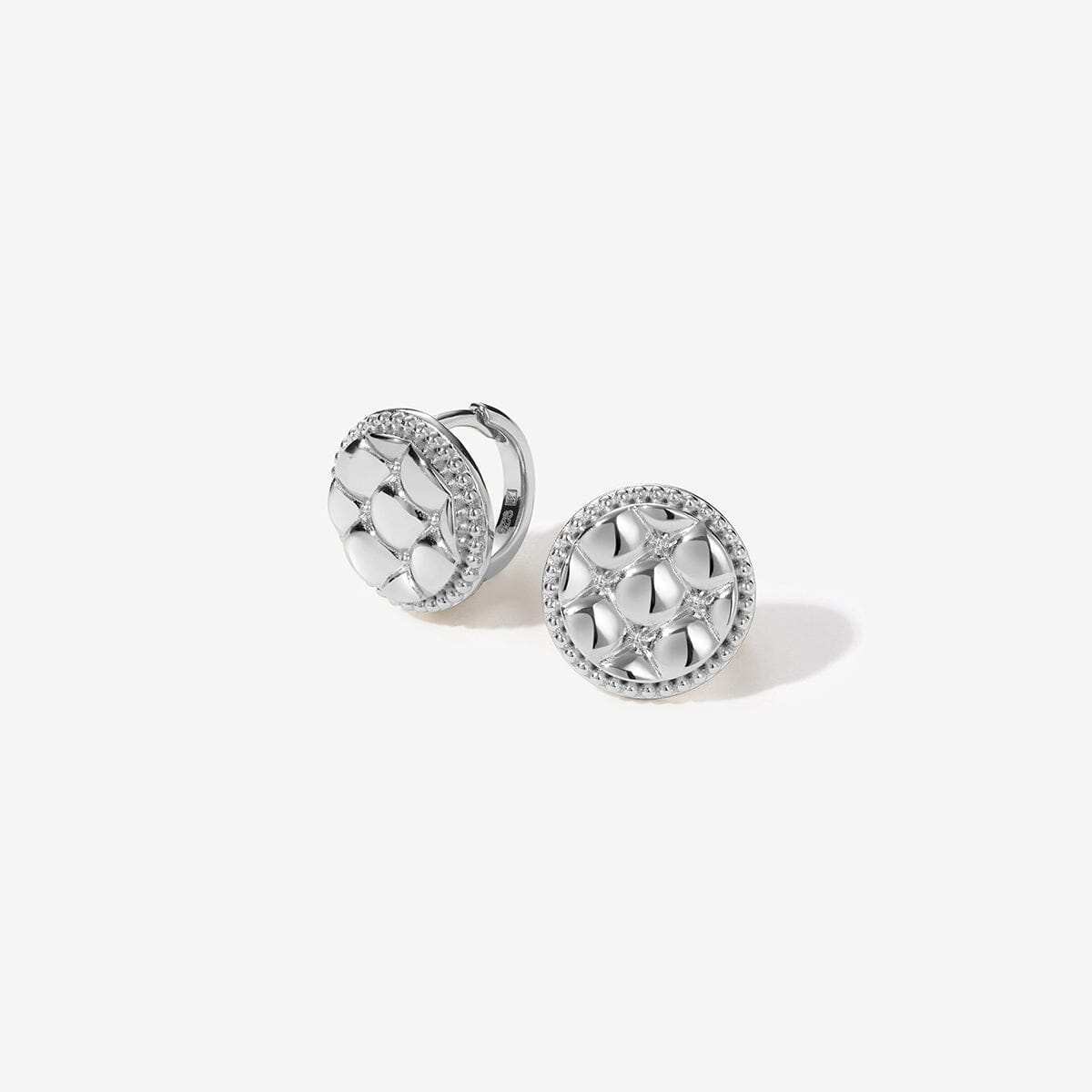Johnnie round quilted huggie earrings
