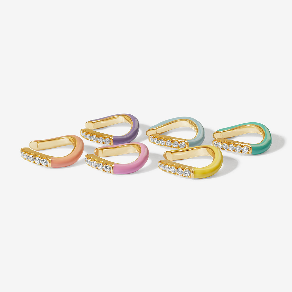 Maverick enamel 6-piece ear cuff set