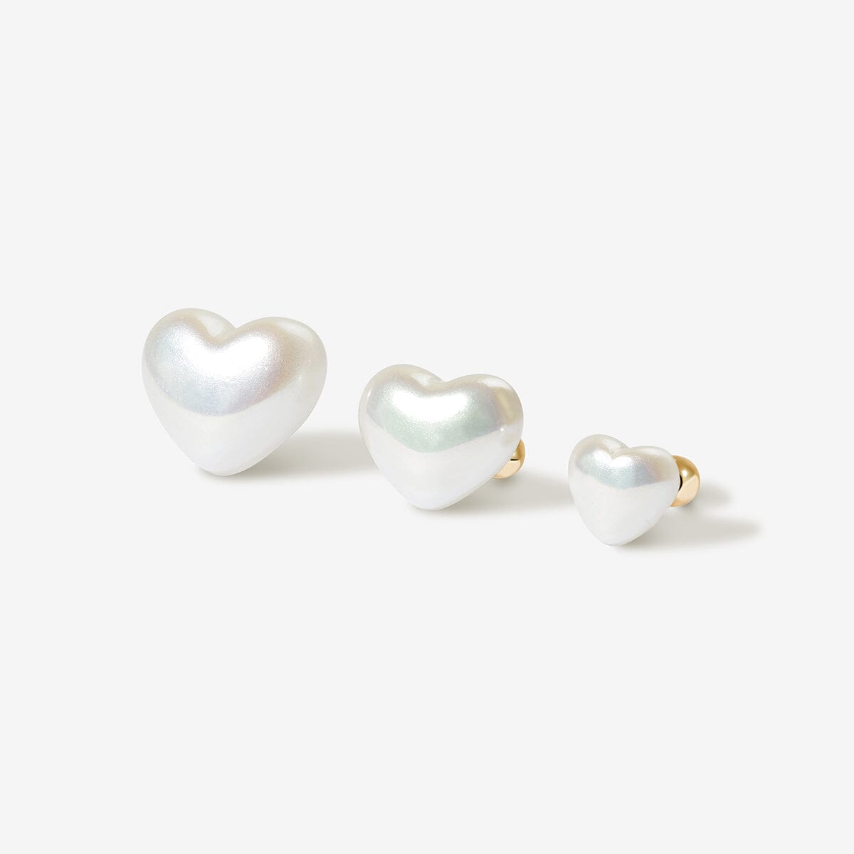 Puffy pearl hearts 3-piece piercing set