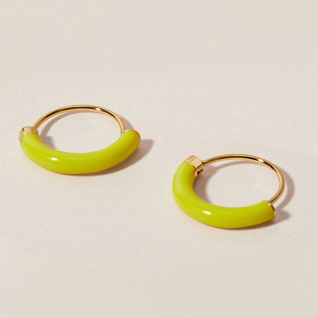 Saz neon yellow mini hoops
