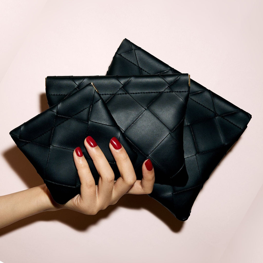 Black woven pouches 3-piece set