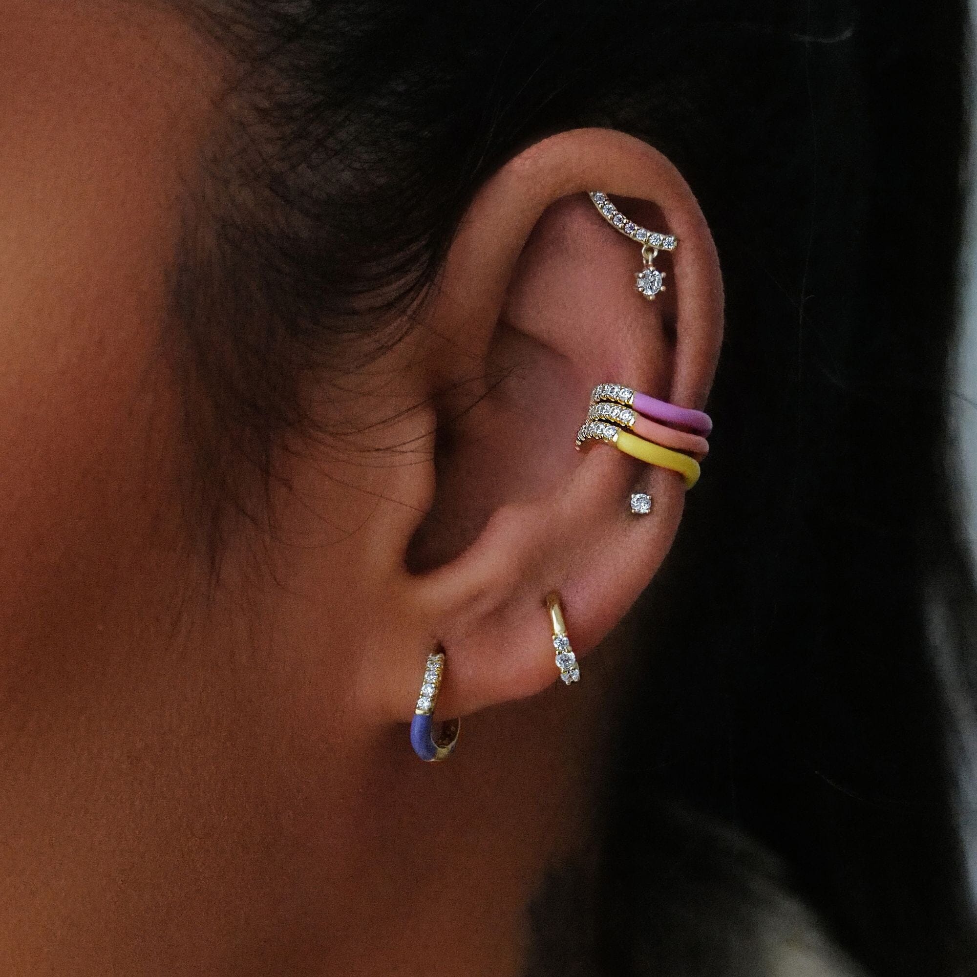 Maverick enamel 6-piece ear cuff set