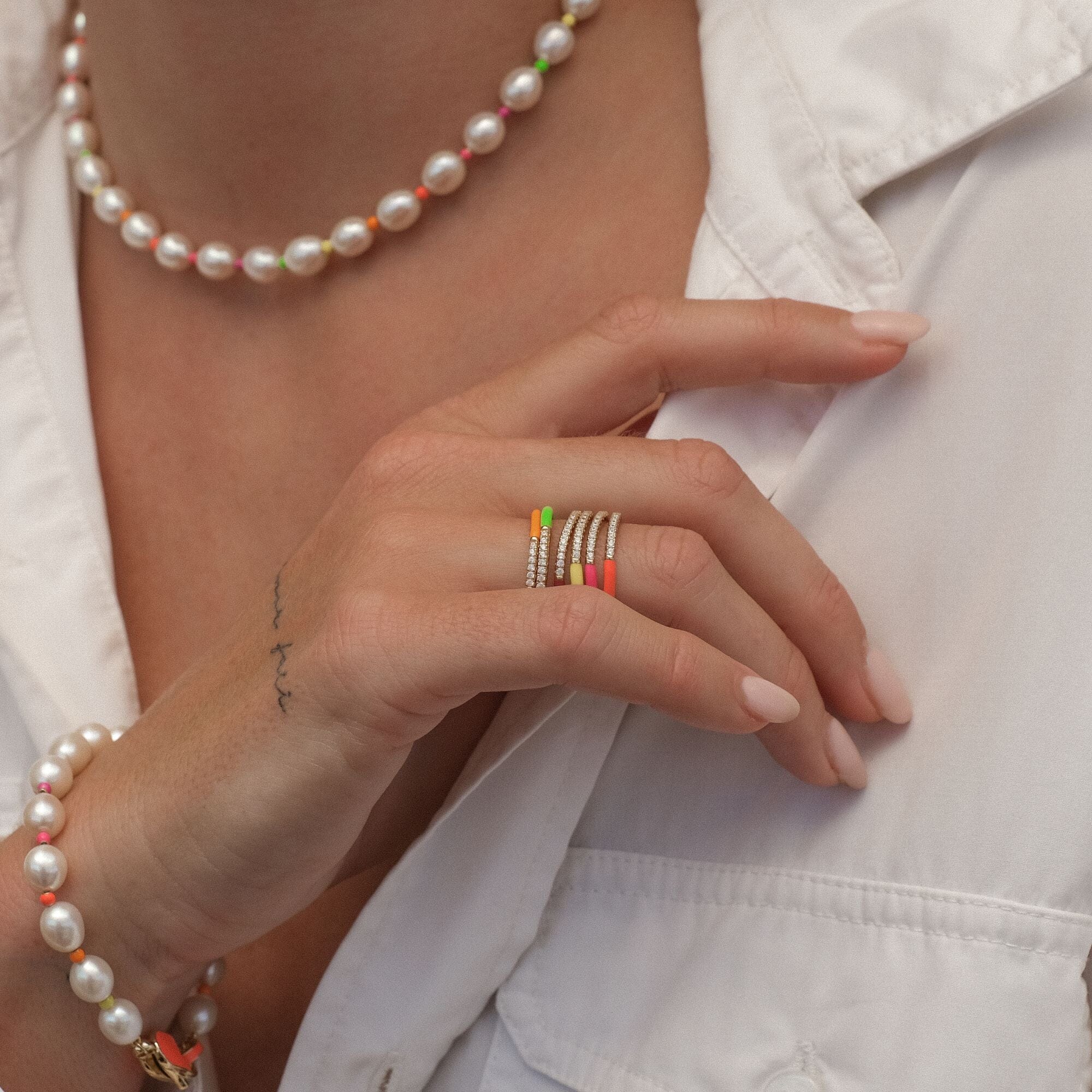 Egor neon enamel 6-piece ring set