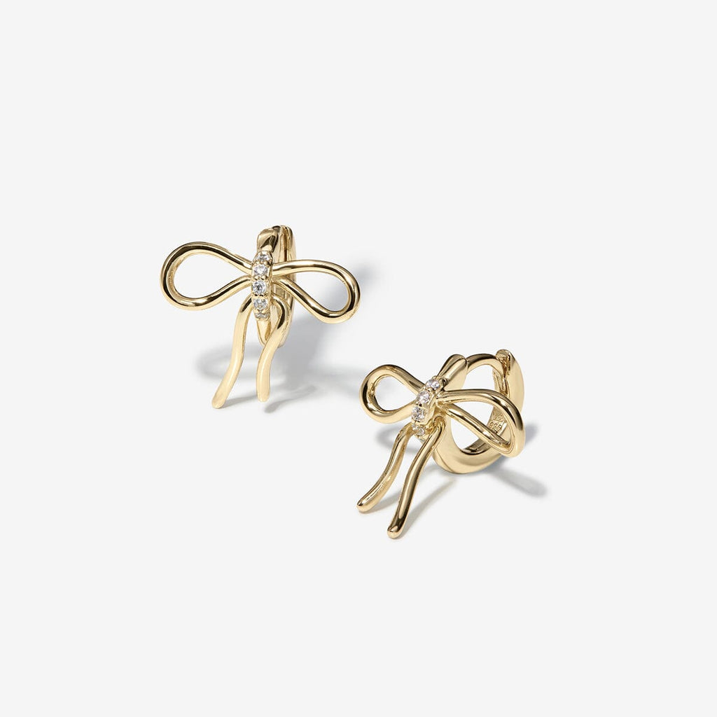 Cliff bow huggie earrings