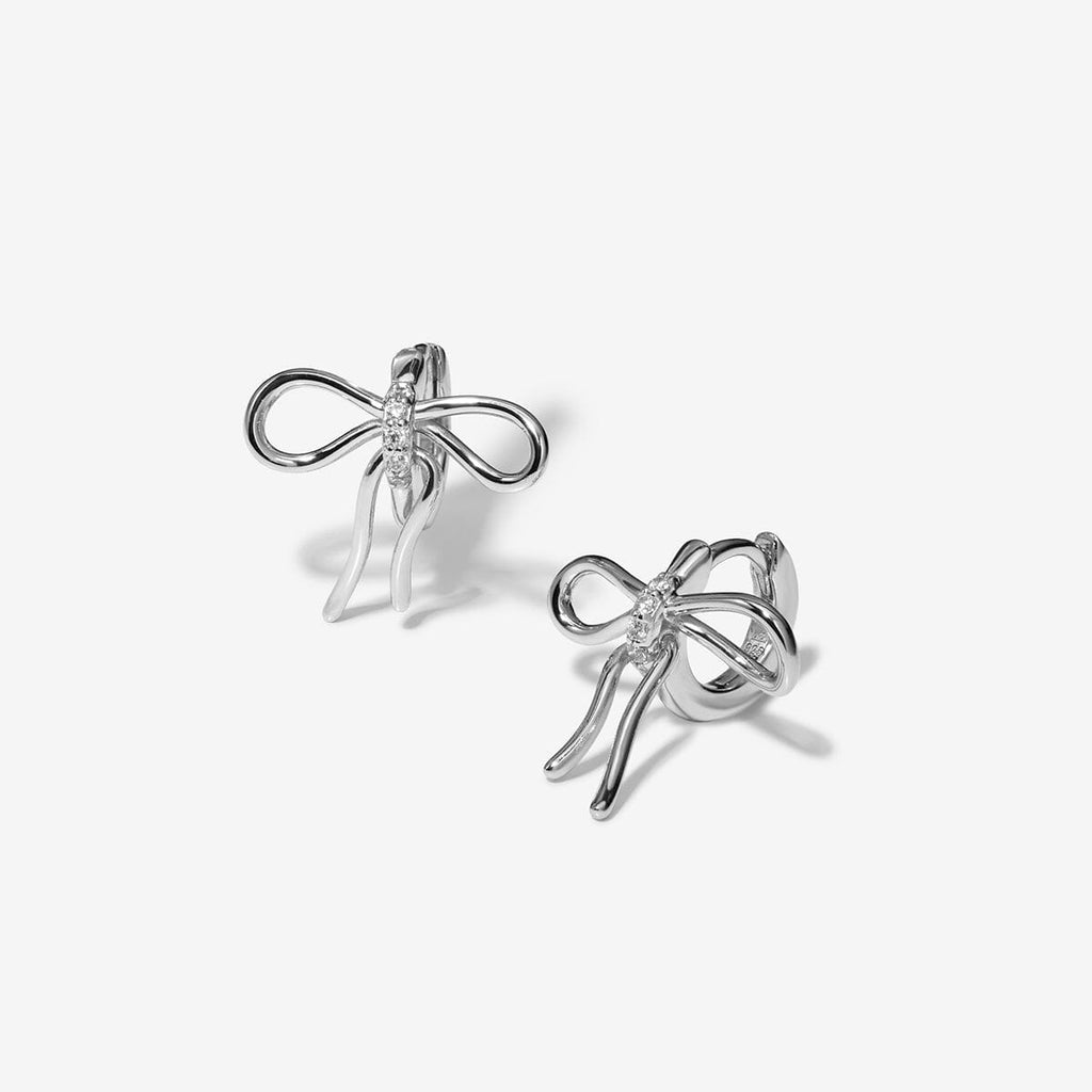 Cliff bow huggie earrings