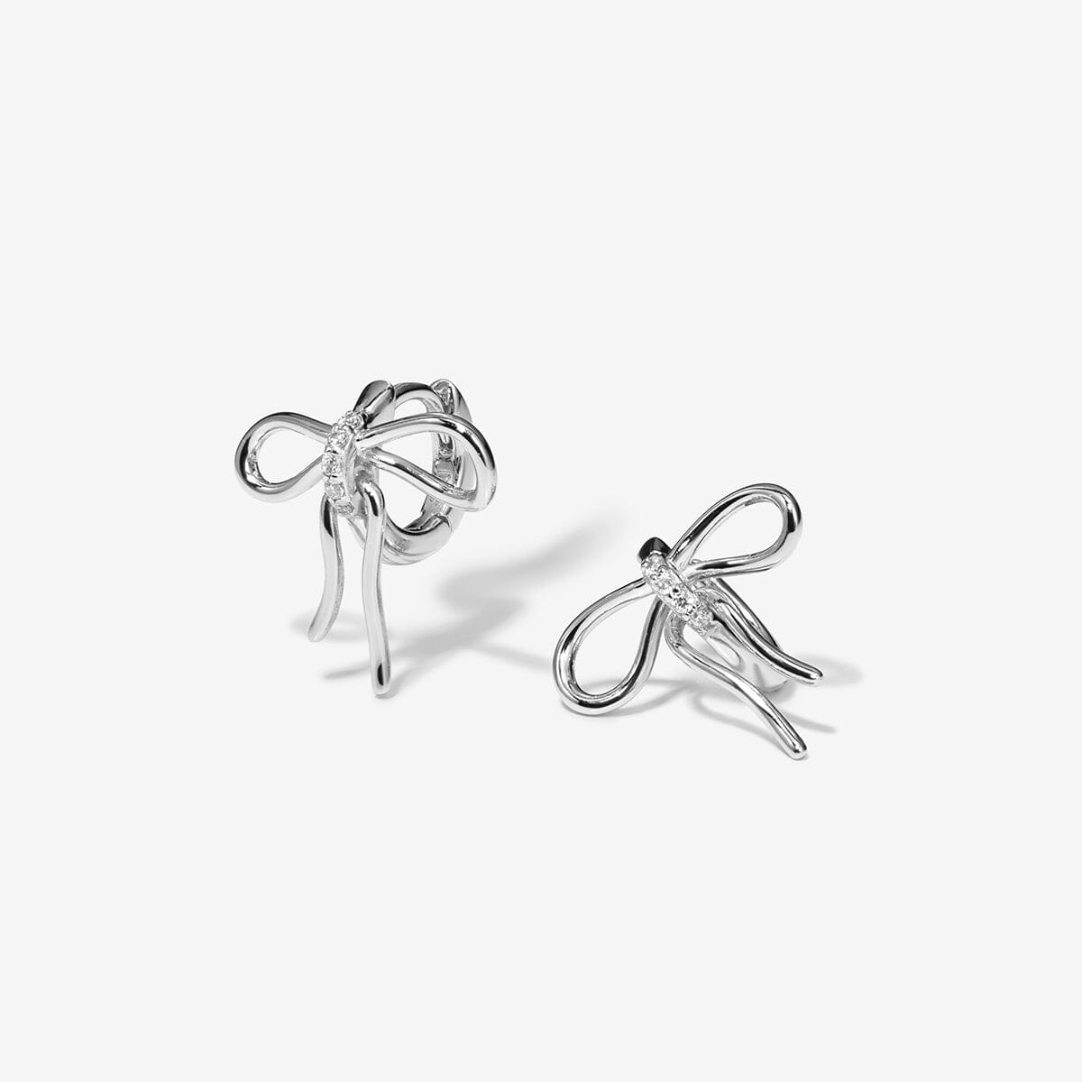 Cliff bow huggie earrings