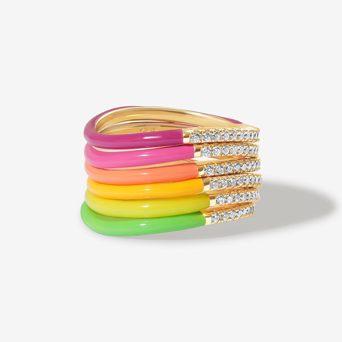 Egor neon enamel 6-piece ring set