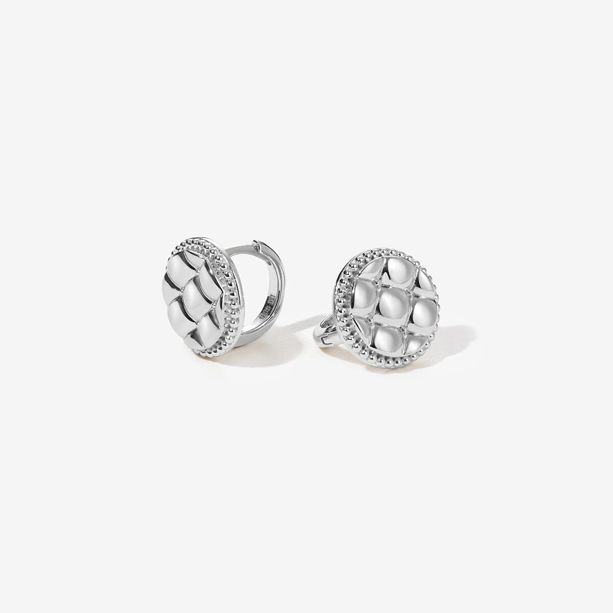 Johnnie round quilted huggie earrings