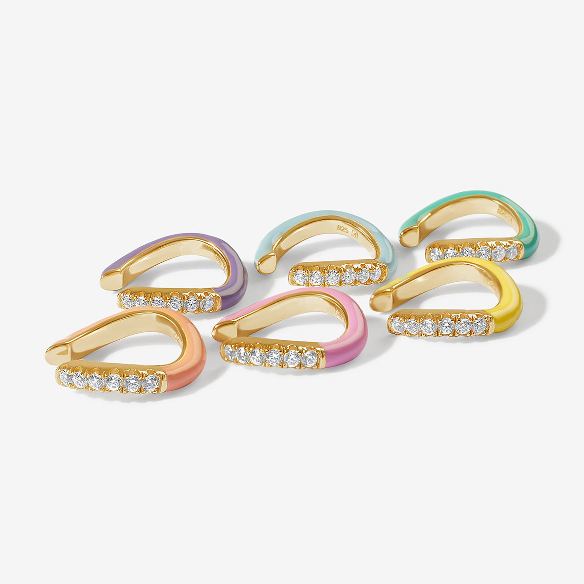 Maverick enamel 6-piece ear cuff set