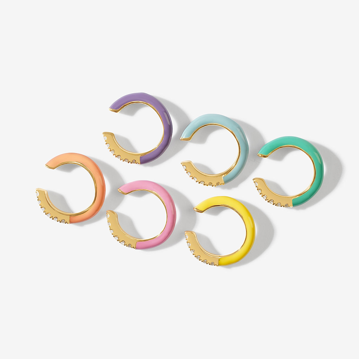 Maverick enamel 6-piece ear cuff set