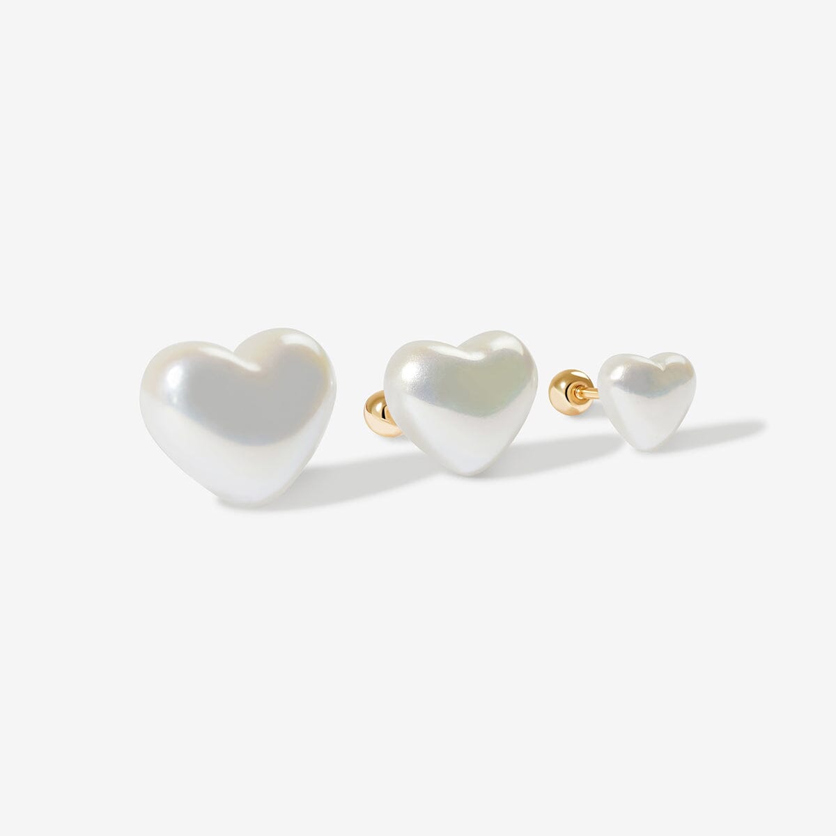 Puffy pearl hearts 3-piece piercing set