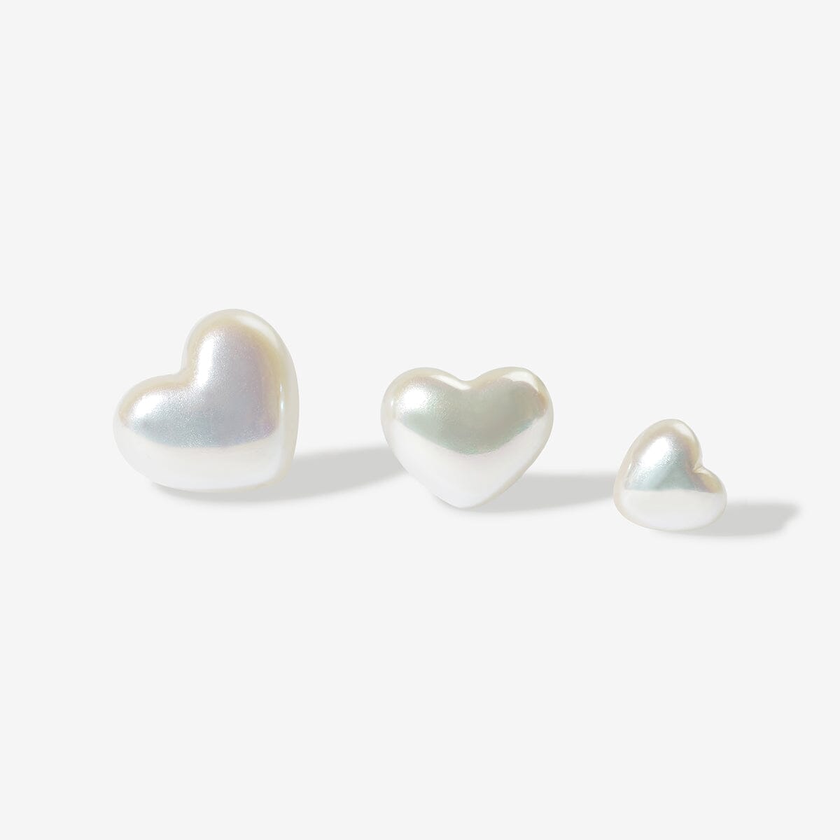 Puffy pearl hearts 3-piece piercing set