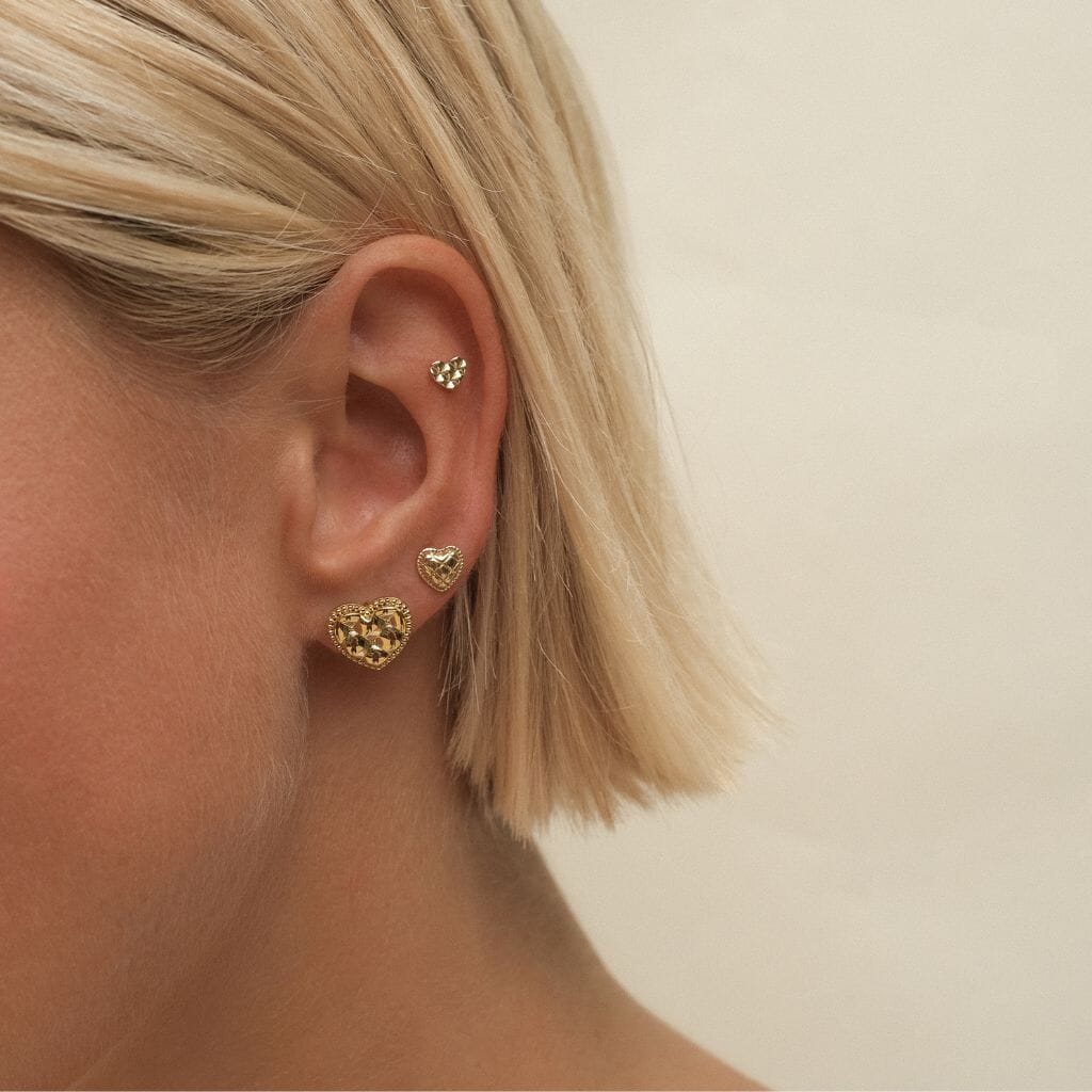 Ralph heart quilted huggie earrings