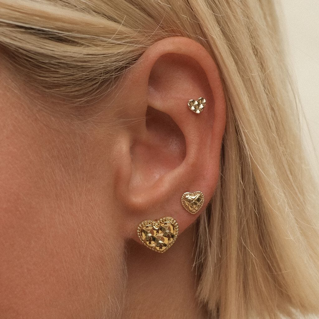 Ralph heart quilted huggie earrings