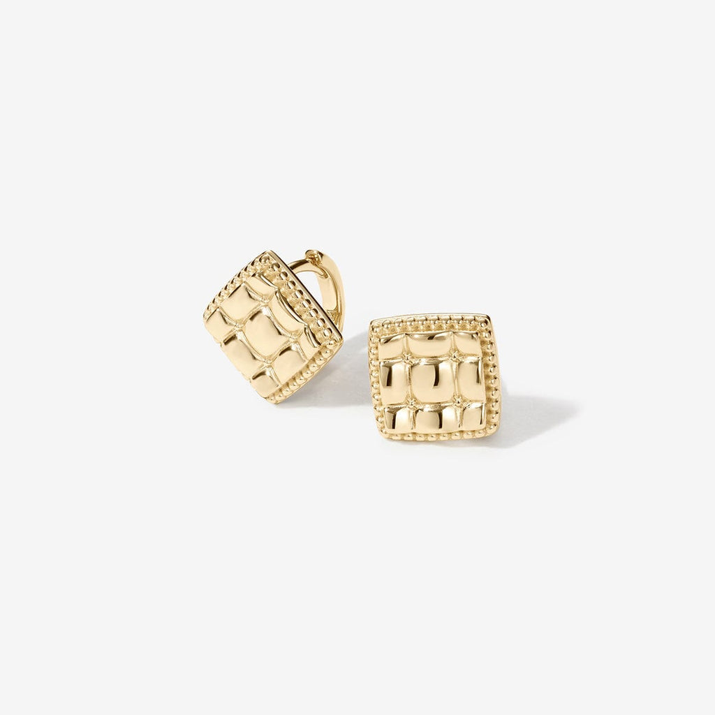 Tony diamond quilted huggie earrings